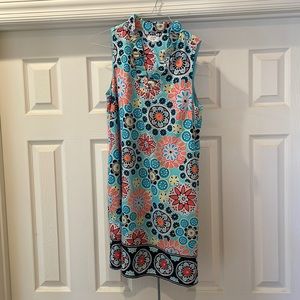 Crown & Ivy sundress with ruffle neck.